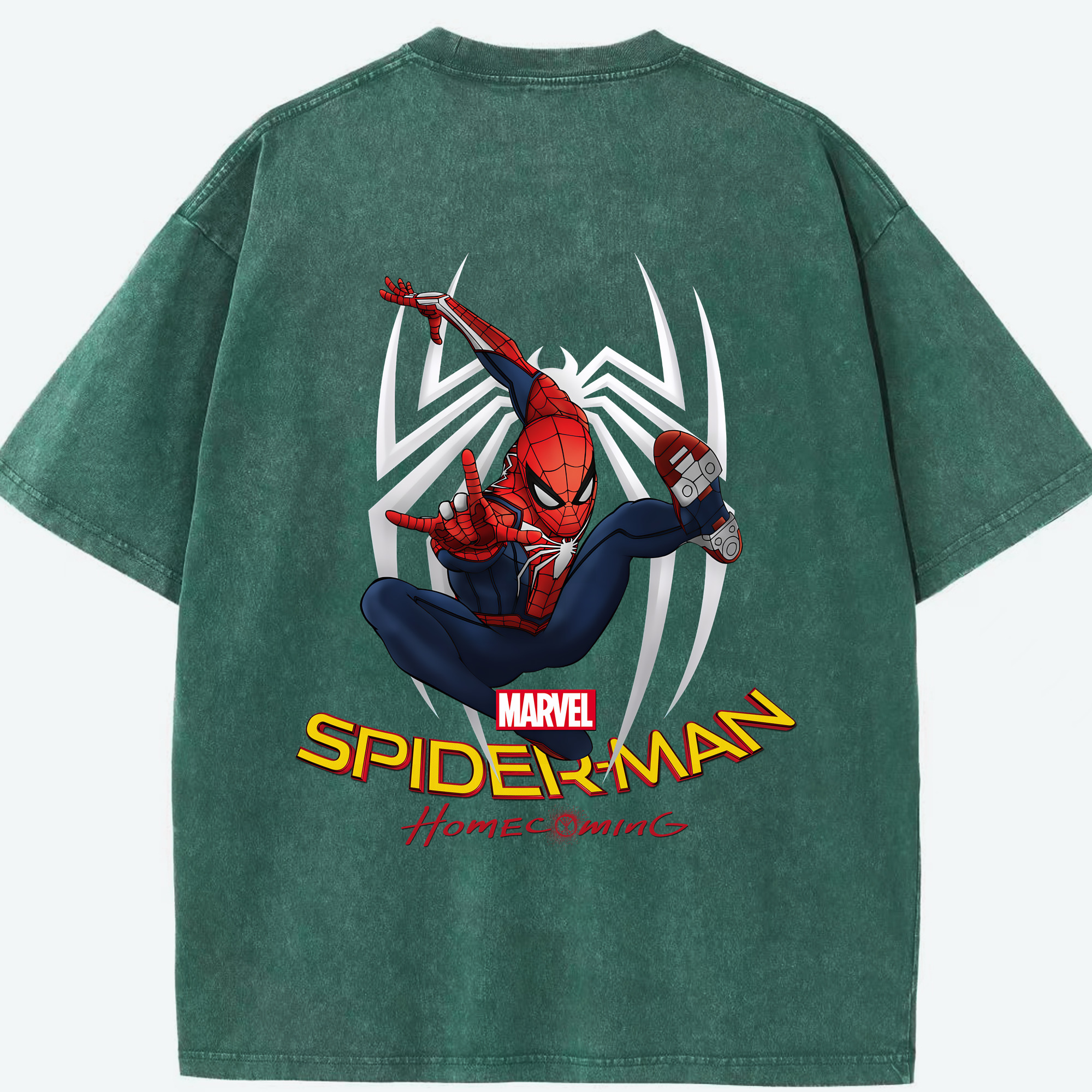 （画像用） Spider Man スパイダーマン 綿100% ヴィンテージ風 半袖Tシャツ（背面プリント）